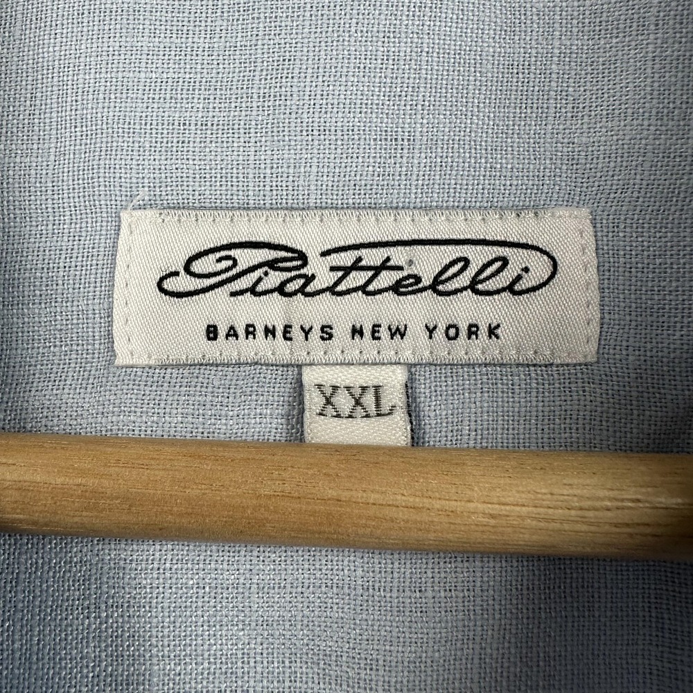 Piattelli Shirt Mens 2XL Blue Linen Long Sleeve Dress Button Front Barneys NY - Picture 3 of 14